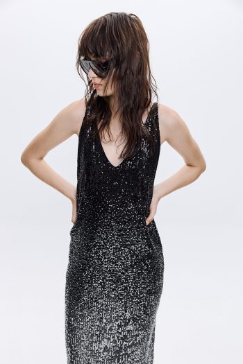 Serin Sequin Midi Dress – Black - Image 2