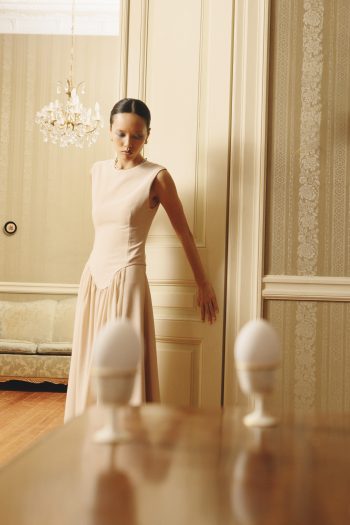 Drape Dress – Cream - Image 3