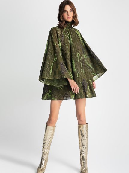 Loraine Lurex Dress – Green/Bordeaux