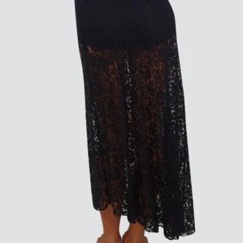 Lace Asymmetrical Skirt – Black - Image 3