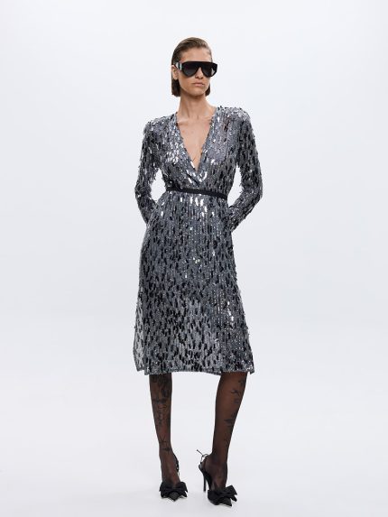 Vittoria Sequin Dress – Grey