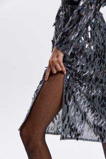 Vittoria Sequin Dress – Grey - Image 3