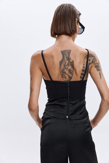 Philippa Satin Bustier – Black - Image 4