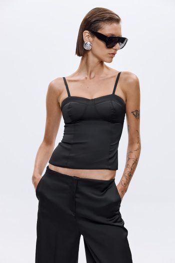 Philippa Satin Bustier – Black