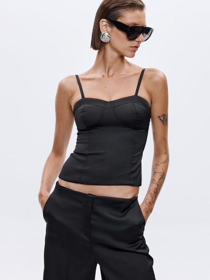 Philippa Satin Bustier – Black