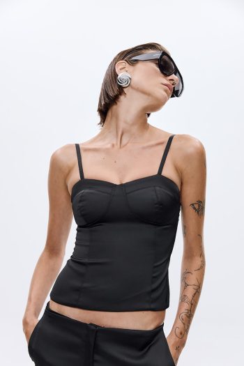 Philippa Satin Bustier – Black - Image 2