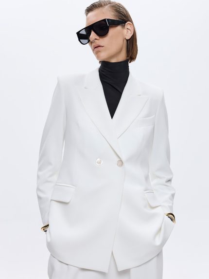 Nancy Crepe Blazer – White