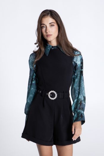 Jewel Bloom Playsuit – Black