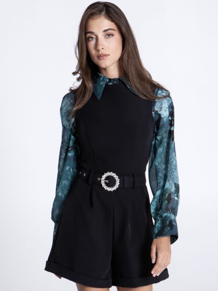 Jewel Bloom Playsuit – Black