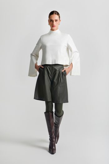 Carla Leather Shorts – Black/Fango