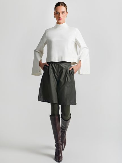 Carla Leather Shorts – Black/Fango