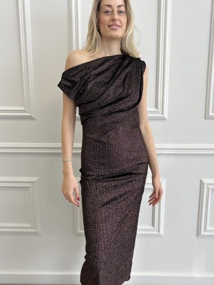 Stefi Glitter Dress – Bronze