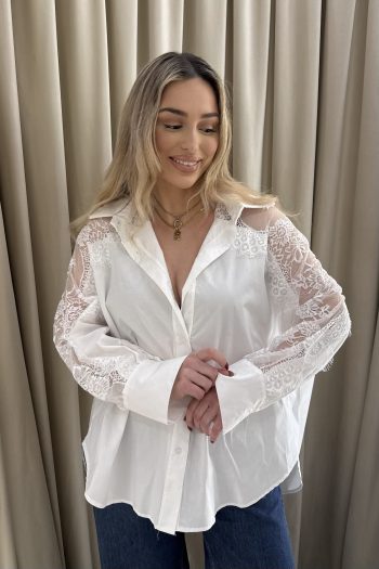Maxine Lace Shirt – White - Image 2