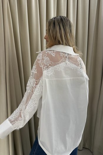 Maxine Lace Shirt – White - Image 3