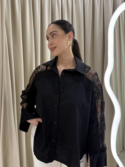 Maxine Lace Shirt – Black