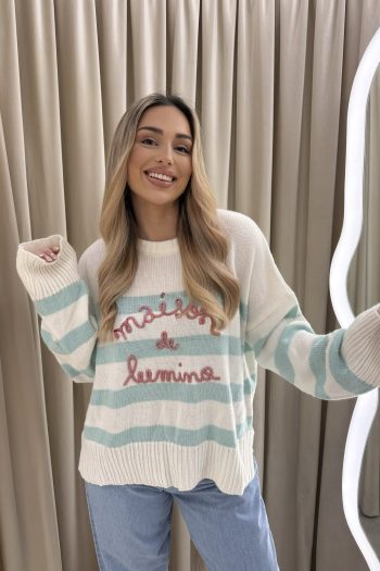 Maison Striped Knit – Aqua