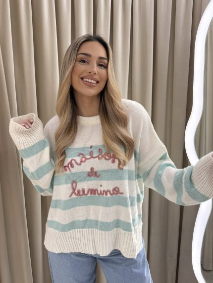 Maison Striped Knit – Aqua