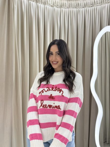 Maison Striped Knit – Pink