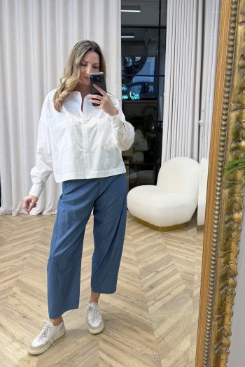 Crop Cotton Shirt – White - Image 2