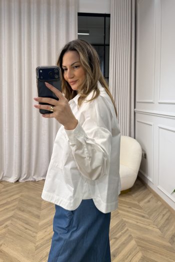 Crop Cotton Shirt – White - Image 4