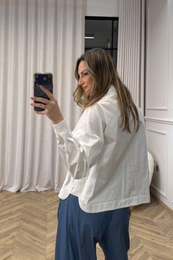 Crop Cotton Shirt – White - Image 3