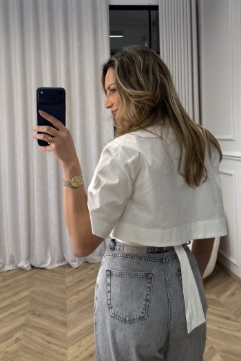 Cotton Wrap Shirt – White - Image 5