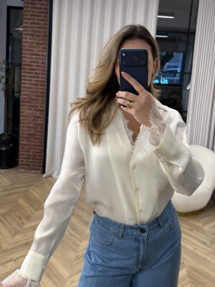 Gia Lace Shirt – White