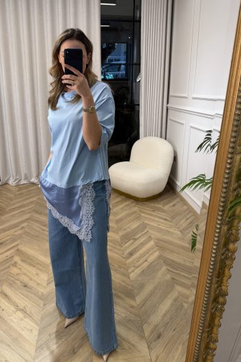 Susan Lace T-shirt – Sky Blue - Image 5