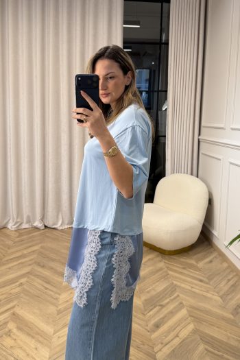 Susan Lace T-shirt – Sky Blue - Image 6