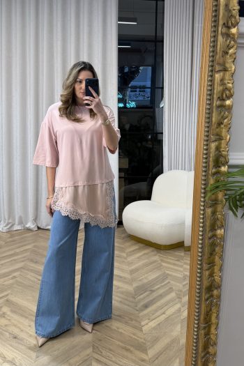 Susan Lace T-shirt – Powder Pink - Image 2