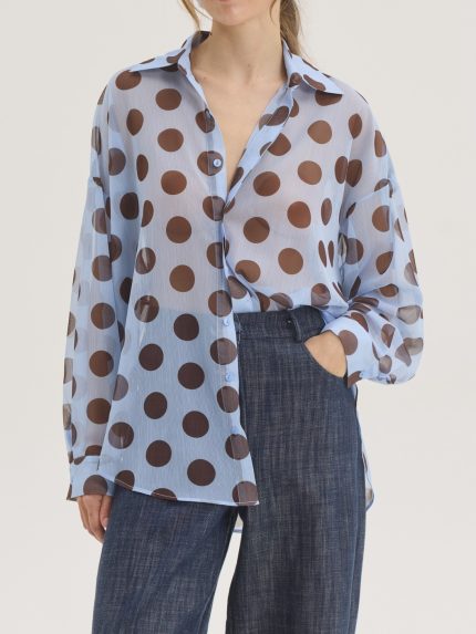 Cynthia Dot Shirt – Baby Blue