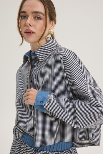 Checked Crop Shirt – Black