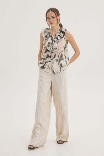 Georgina Wide Leg Pants – Beige