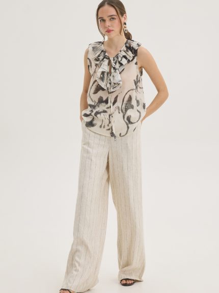 Georgina Wide Leg Pants – Beige