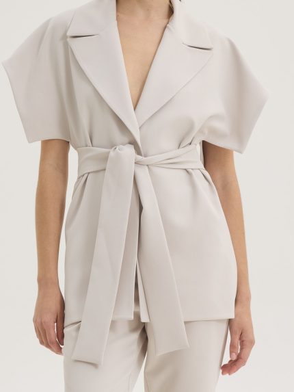 Demi Belted Vest – Ecru