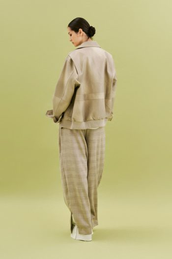 Lettice Leather Bomber – Beige - Image 4