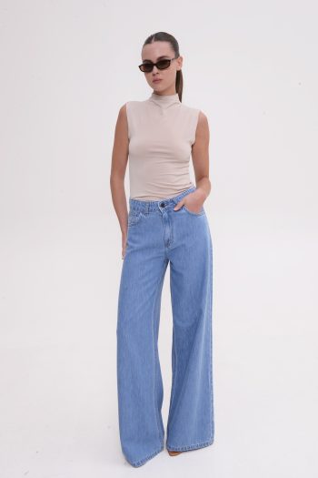 Bellen Wide Leg Denim – Mid Blue