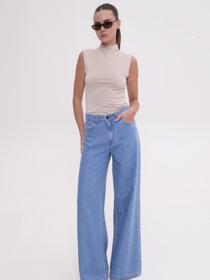 Bellen Wide Leg Denim – Mid Blue