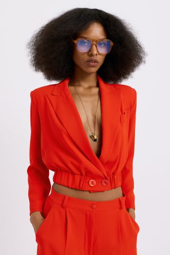 Nicola Cropped Blazer – Red