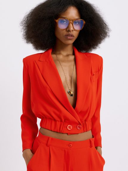 Nicola Cropped Blazer – Red