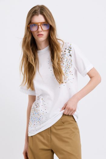 Sequin Cotton T-shirt – Off White
