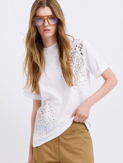 Sequin Cotton T-shirt – Off White