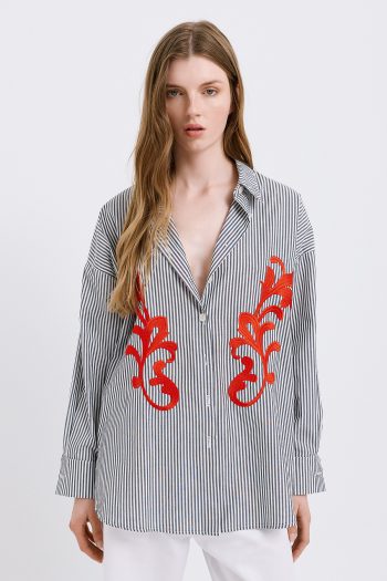 Brianna Shirt – Black Striped - Image 5