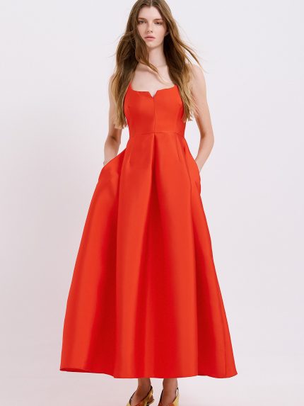 Chiara Maxi Dress – Red/ Petrol
