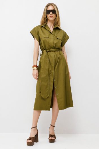 Amelia Belted Dress – Khaki