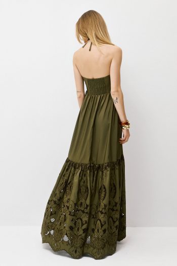 Claire Embroidered Dress – Khaki - Image 6