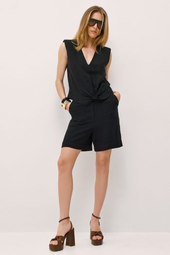 Hannah Linen Bermuda Set – Black - Image 2