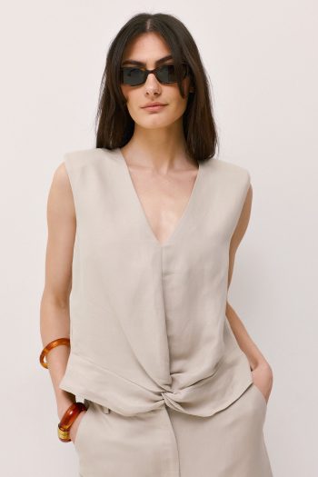 Hannah Linen Bermuda Set – Beige - Image 2