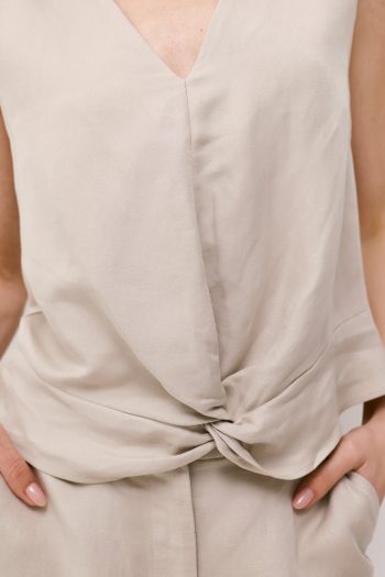 Hannah Linen Bermuda Set – Beige - Image 3