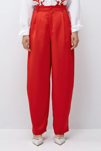 Satin Wide Leg Pants – Red